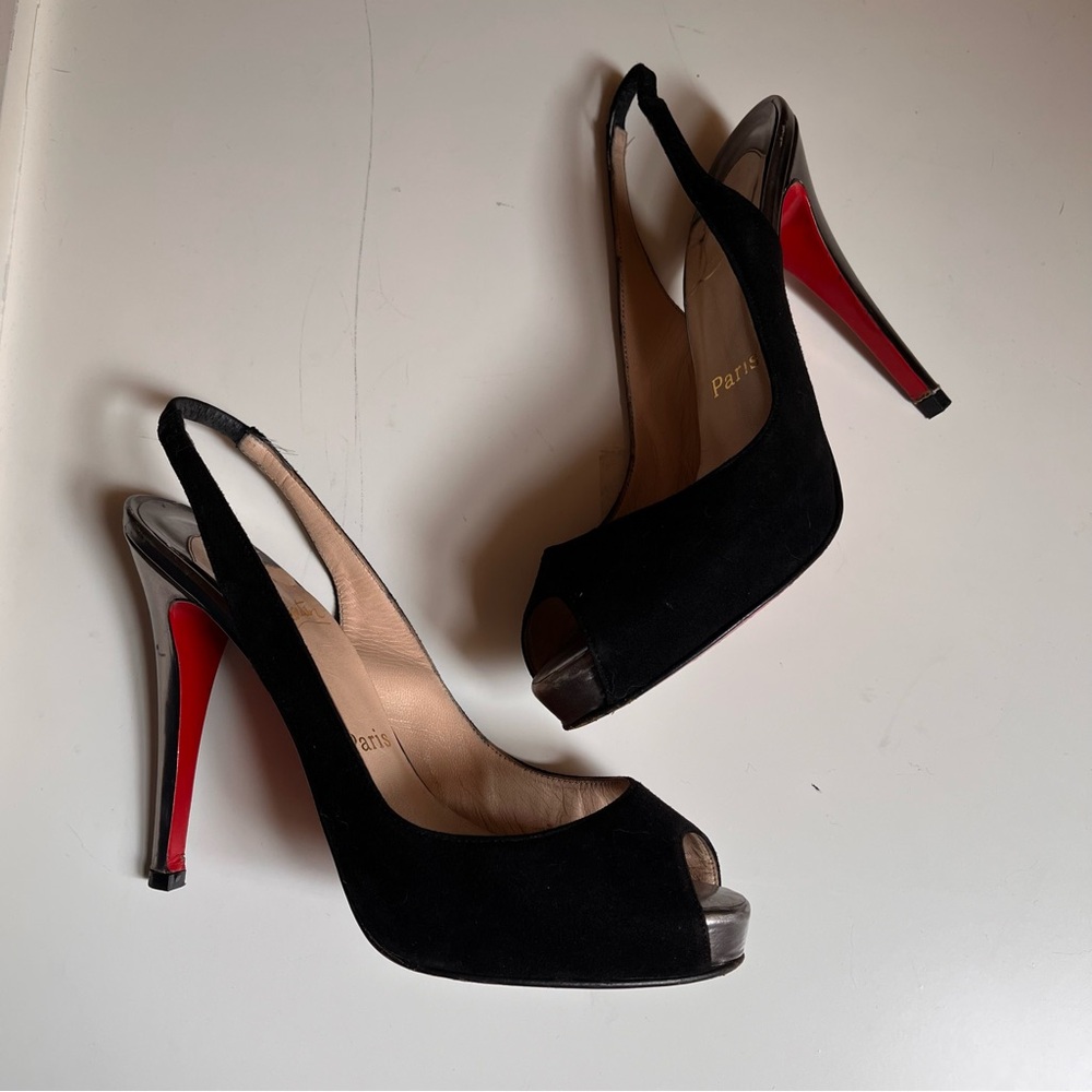 Christian Louboutin Very Privé Black Slingback Sandals